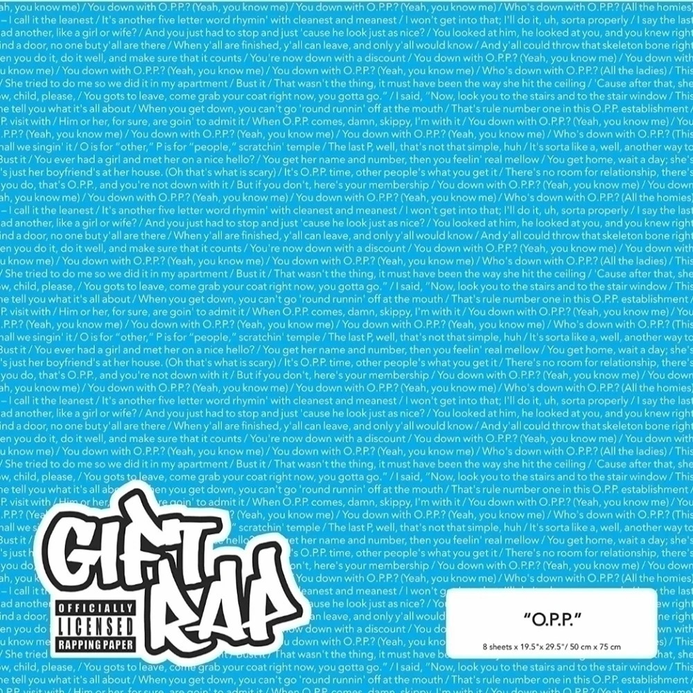 Gift Rap: "O.P.P." Officially  Licensed Rap Lyric Wrapping Paper (Blue)